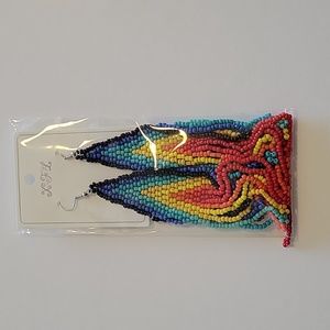 Beaded Dangle Rainbow Earrings